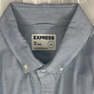 Express Blue Men's Sz L Slim Soft Cotton Button Down